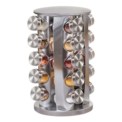 New Kitchen Supplies 430 Stainless Steel Glass Rotary Seasoning Can Set Seasoning Can Kitchen DealSniper.net Picture color 20bottles of round head