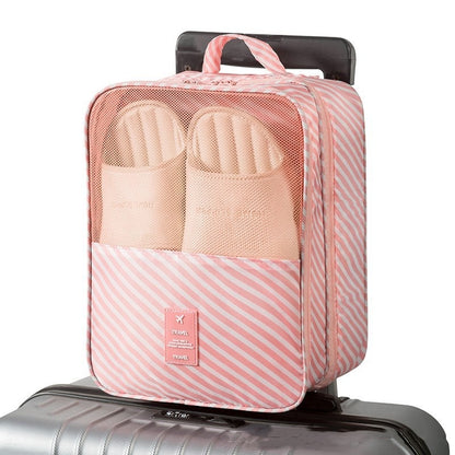 Travel Storage Three-layer Shoe Bag Thickened Oxford Cloth Shoe Bag House dealsniper-net Pink Stripes