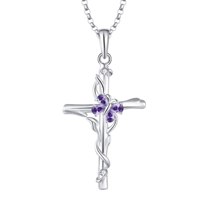 Cross Necklace Sterling Silver Women Pendant Jewelry dealsniper-net ZirconiumIV