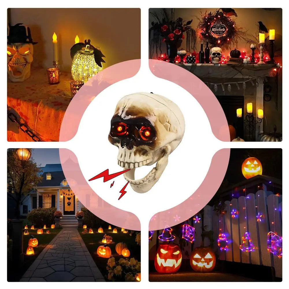 Animated Floating Skeleton Decorations Realistic Halloween Skull