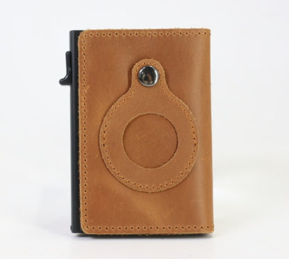 AirTag Wallet Anti Theft Bullet Card Bag Multi-functional Rfid Card Holder Gadgets dealsniper-net Leather brown
