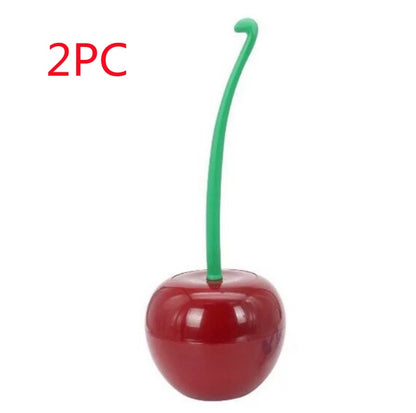 Long Handle Soft Hair Household Toilet Brush Cherry Toilet Brush Kitchen dealsniper-net Red 2PC