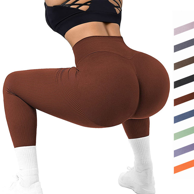 High Waist Seamless Leggings Threaded Knitted Fitness Pants Women dealsniper-net