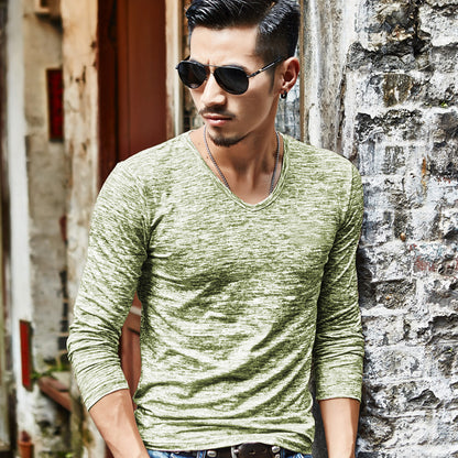 Long Sleeve T-Shirt Men Spring Autumn Fashion Men DealSniper.net Green 3XL