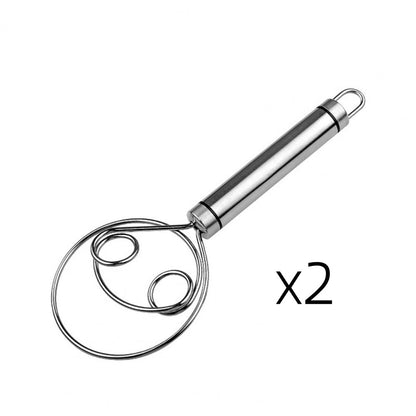 Stainless Steel Danish Flour Binocular Coil Mixer Manual Dough Mixer And Dough Tool Mixing Stick Kitchen DealSniper.net Double circle 2pcs
