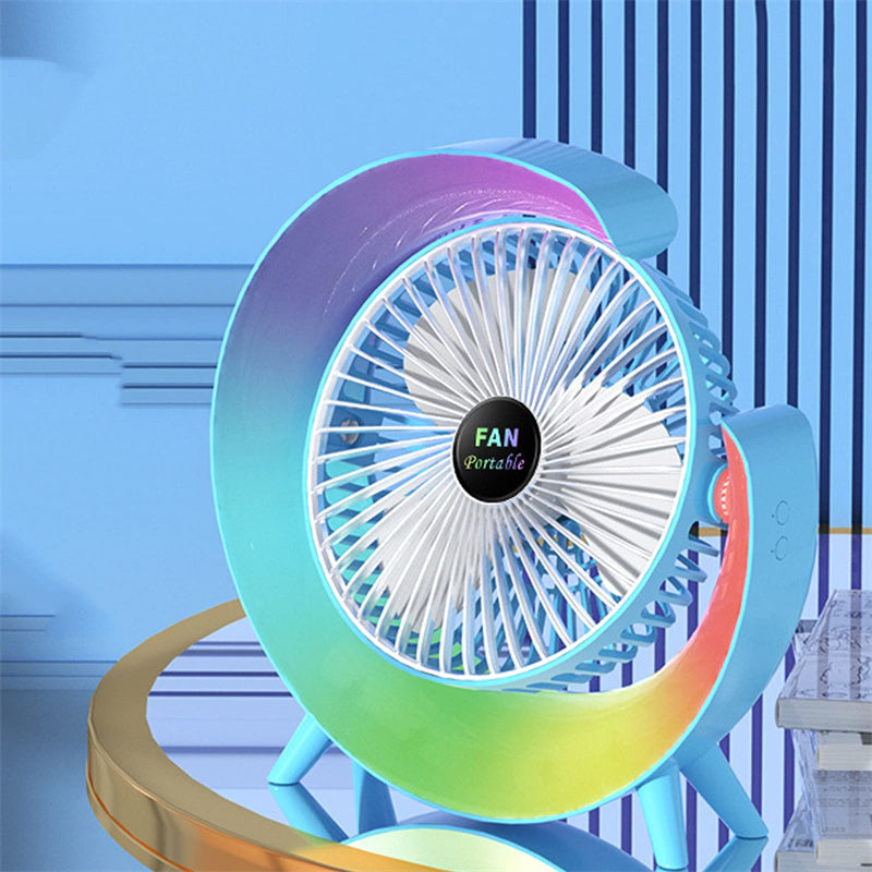 New Bright Night Light Charging Fan Desktop Silent Mini Electric Fan