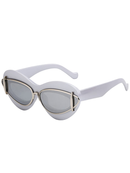 New European And American Fashion Cat-Eye Sunglasses Women Gym From House C7 porcelain silver silver