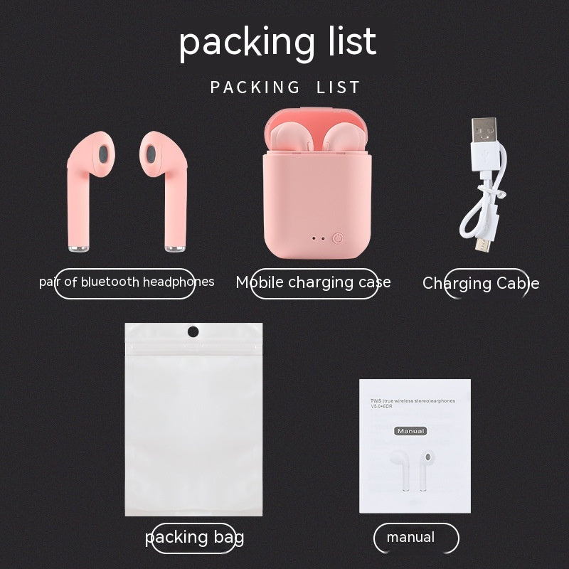 I7mini2 Macaron Bluetooth Headset Second Generation Electronics dealsniper-net Mini2 Opp Bags Pink