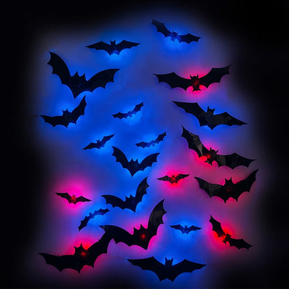 12-36pcs Bats Wall Decor Halloween Decorations With LED Lights Holidays DealSniper.net