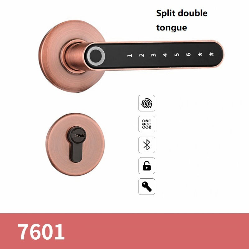 Indoor Fingerprint Spherical Lock Home Wooden Door Anti-theft Lock House dealsniper-net Red Double tongue USB