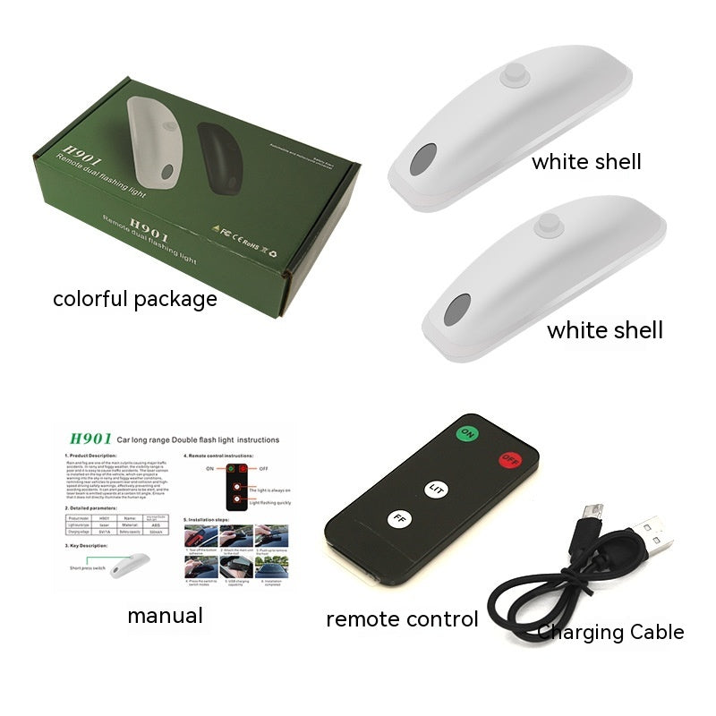 Car Remote Pilot Light Rain Fog Weather Anti-collision Help Strobe Light Vehicle dealsniper-net White Double Package