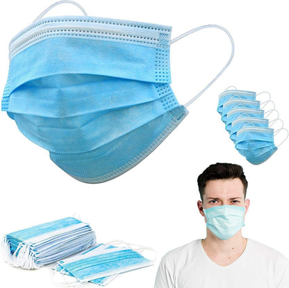 100 PC Face Mask Non Medical Surgical Disposable 3Ply Earloop Mouth Cover - Blue