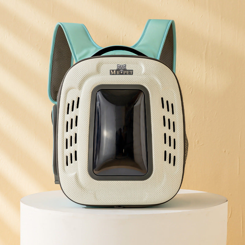 Pets Go Out Portable Breathable Backpack Pets DealSniper.net White Blue 41x34x30cm