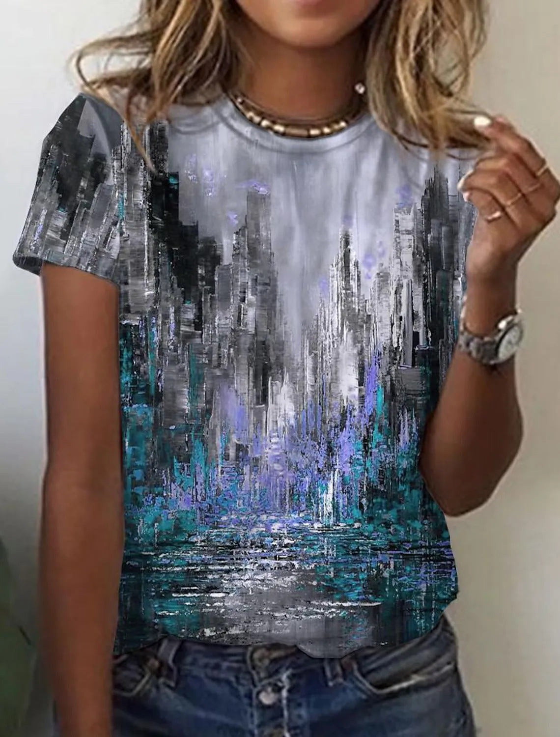 Women's European And American New Abstract Retro Print Short Sleeves Women dealsniper-net