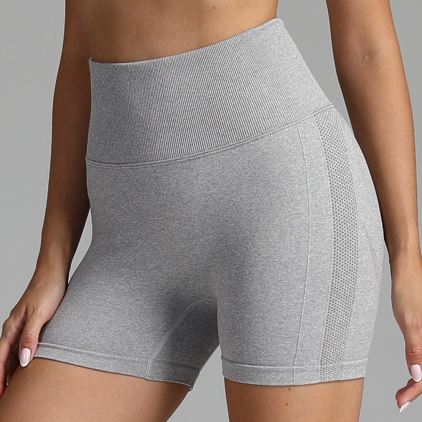 Seamless Yoga Shorts Women Solid Color High Waist Hip-lifting Women dealsniper-net Light Grey L