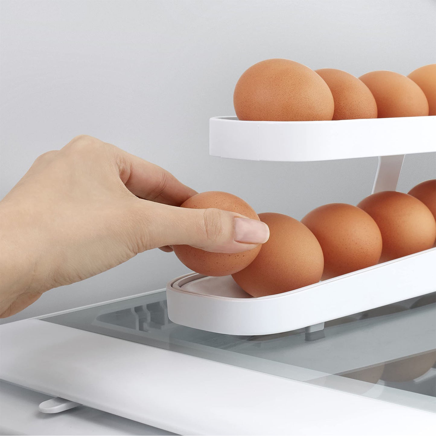 Automatic Scrolling Egg Rack Holder Storage Box Egg Basket Kitchen dealsniper-net