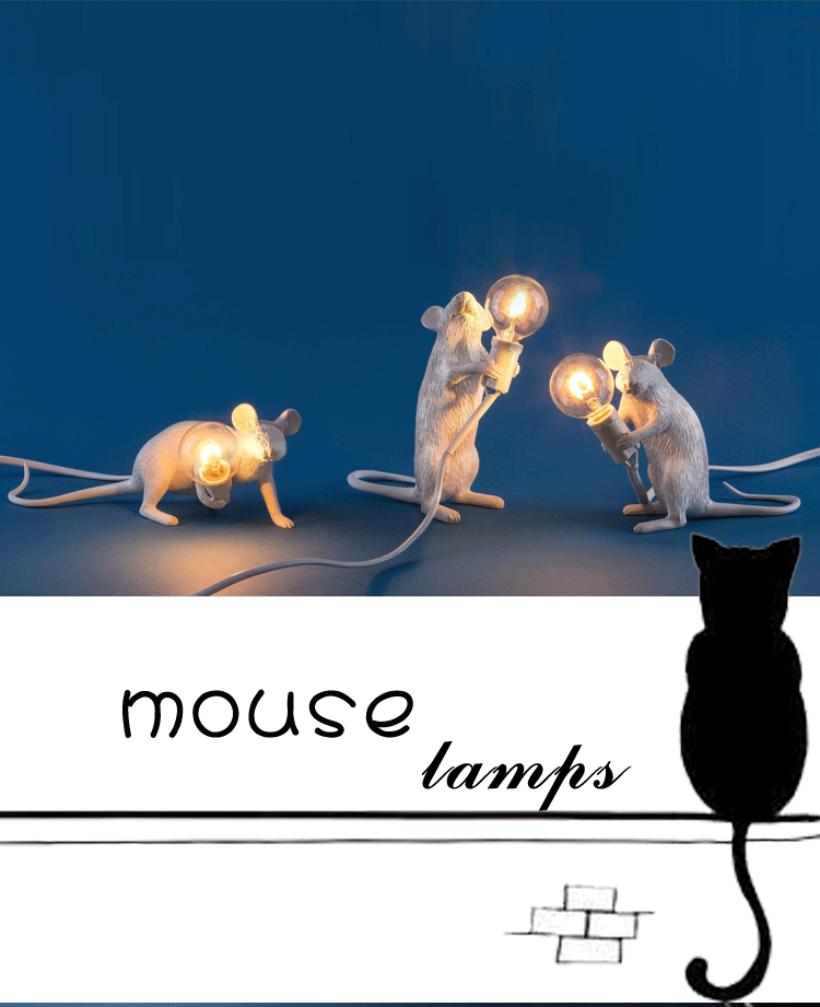 Creative Nordic Resin Mouse Table Lamp Desk LED Night Lights Home Decor Gym From House