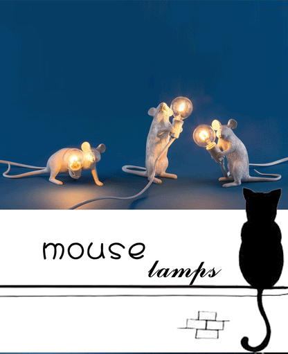 Creative Nordic Resin Mouse Table Lamp Desk LED Night Lights Home Decor Gym From House