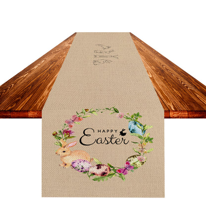 Easter Table Flag Linen Strong Durable Tablecloth Oil And Stain Proof Women dealsniper-net Suit No.1 183x33cm