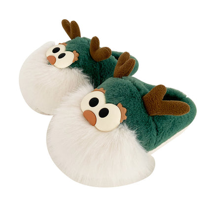 Cute Cartoon Christmas Deer Cotton Shoes Winter Indoor Women dealsniper-net