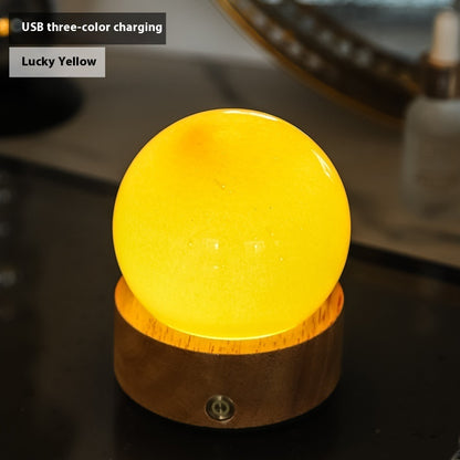 Crystal Glass Small Night Lamp Touch Ambience Light Home Decor Gym From House Gift Box Tricolor Lucky Yellow