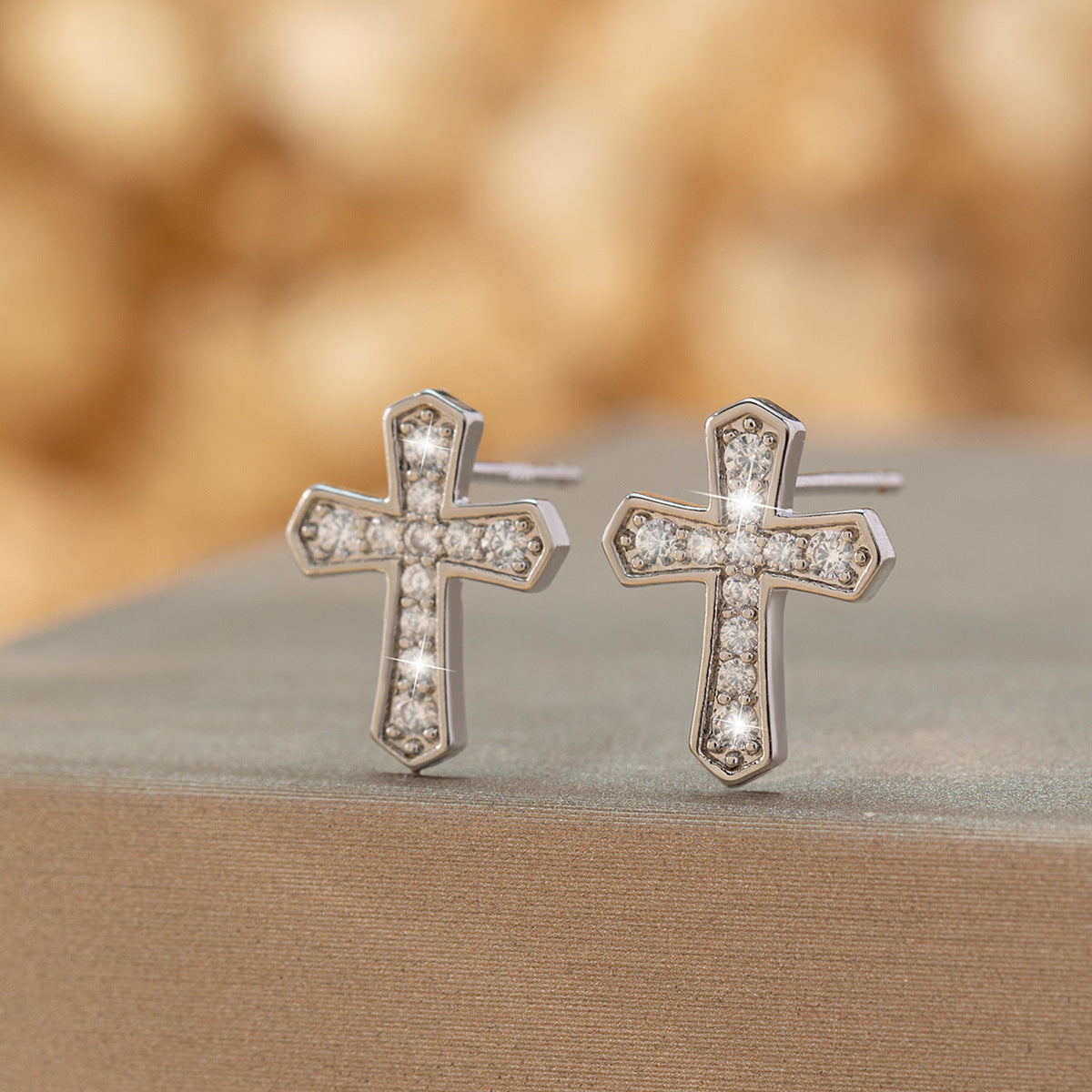 Trendy Zircon Cross Stud Earrings Sparkling Jewelry Gym From House