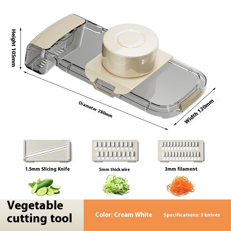 2 in1 Multifunctional Vegetable Cutter For Cutting And Draining Kitchen DealSniper.net Transparent 3 Knives