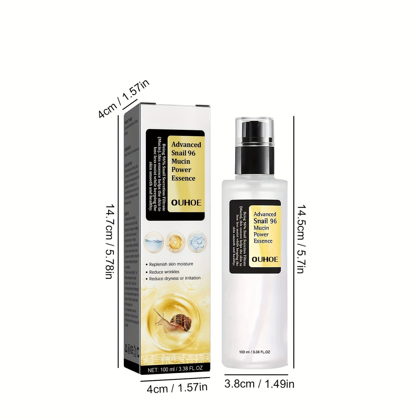 Snail Mucin Power Essence Moisturiser, 100ml Snail Mucin Essence Repairing Hyaluronic Acid Essence, Hydrating Serum For Face With Snail Secretion Filtrate For Dark Spots And Fine Lines Beauty DealSniper.net