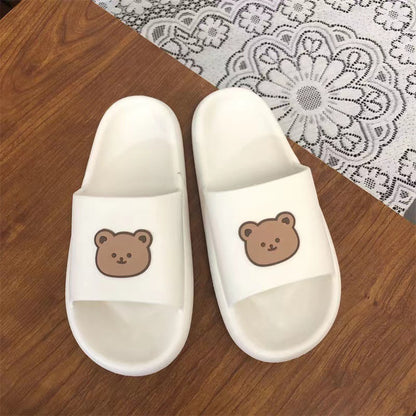 Cute Bear Slippers Summer Beach Shoes Bathroom Slippers Women Gym From House Bear white 36to37
