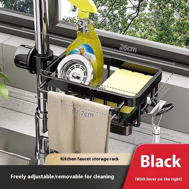 Kitchen Space Aluminum Sink Faucet Storage Rack Dishwasher Kitchen DealSniper.net Upgraded Black Right
