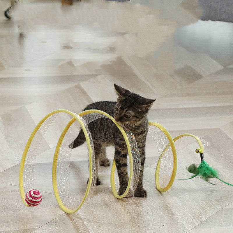 Cat Pets Toys Mouse Shape Balls Foldable Cat Kitten Play Tunnel Pets Gym From House