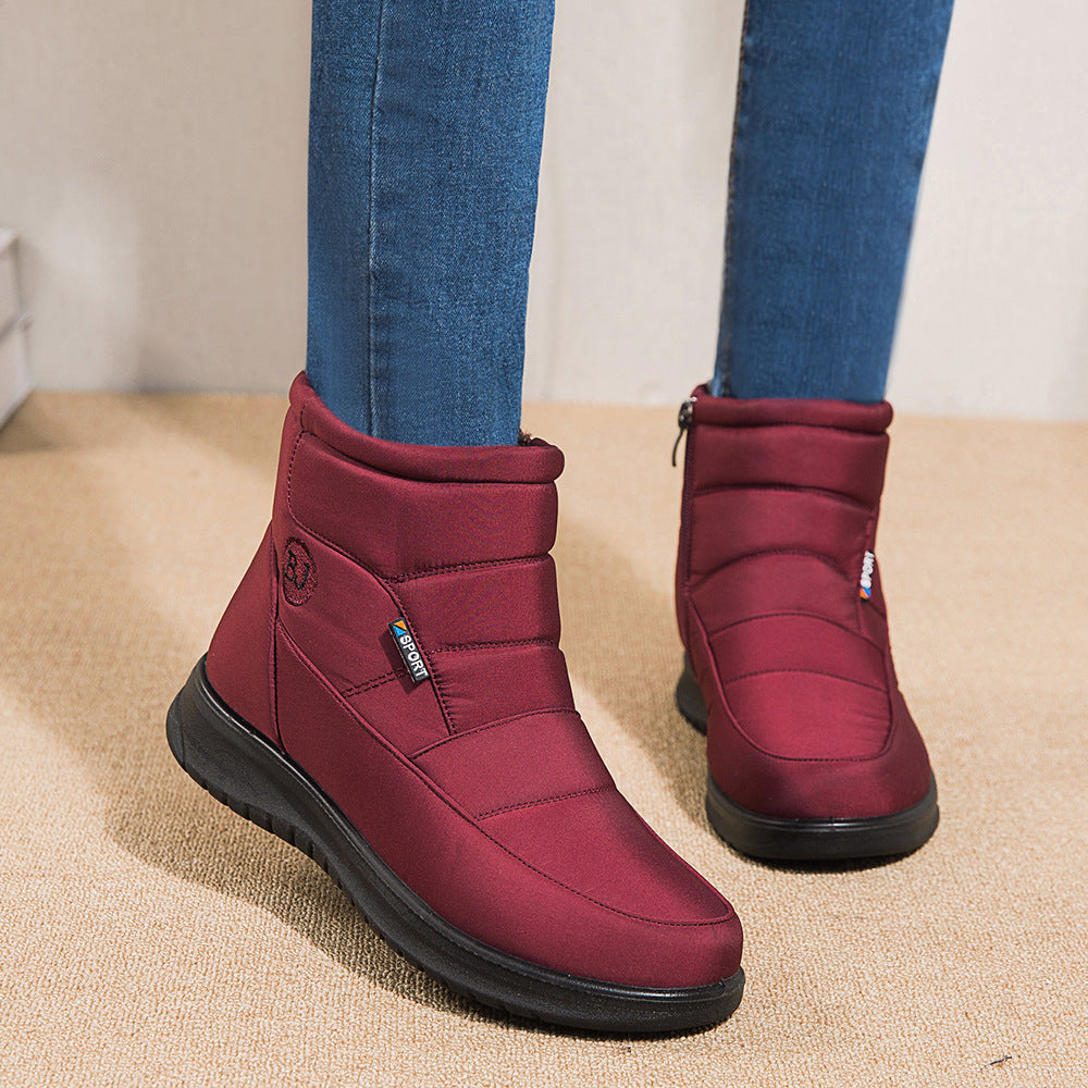 Ankle Boots For Women Non-slip Waterproof Snow Boots Flat Heels Warm Shoes Women dealsniper-net Red Size36