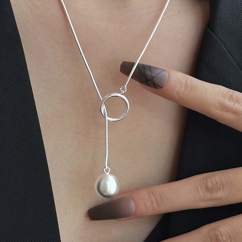 Ins Round Ball Ring Long Necklace Fashion Personality Jewelry Jewelry dealsniper-net