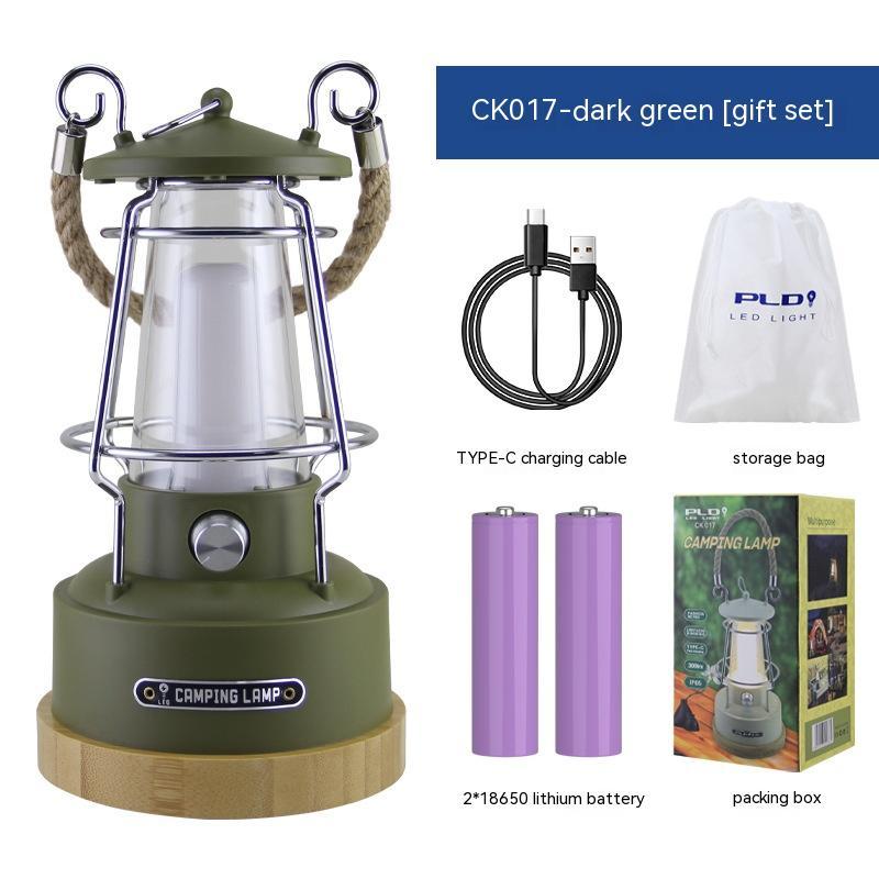 Multifunctional Retro Camping Light Atmosphere Outdoor DealSniper.net Dark Green Ribbon Battery USB