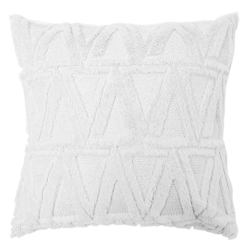 Geometric Rhombus Double-sided Three-dimensional Plush Pillowcase Home dealsniper-net A White A45x45cm