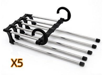 5 In 1 Wardrobe Hanger Multi-functional Clothes Hangers Rack House DealSniper.net Black 47x18cm 5PCS