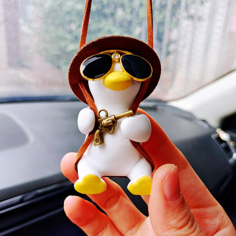 Pistol Cowboy Duck Car Rearview Mirror Pendant Decoration Vehicle Gym From House
