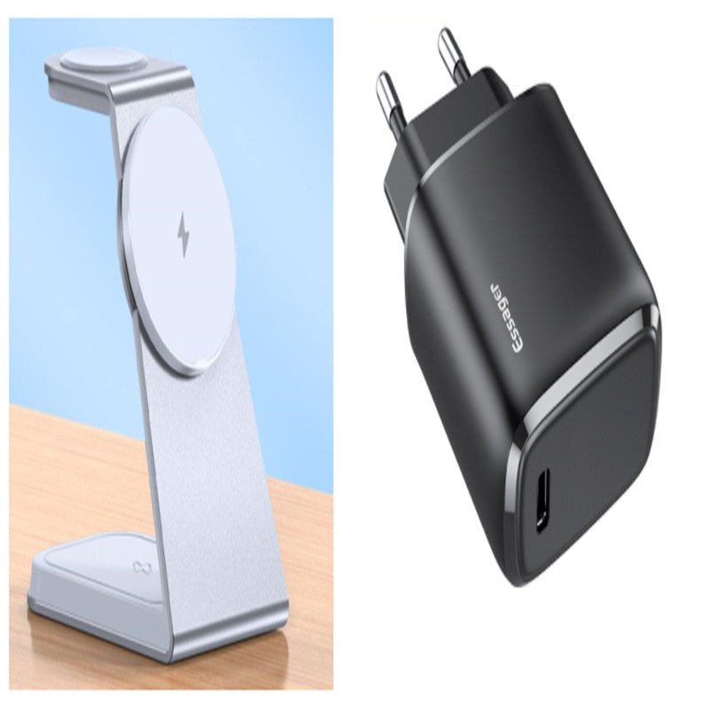 Three-in-one Magnetic Wireless Charger Gadgets Gym From House White set