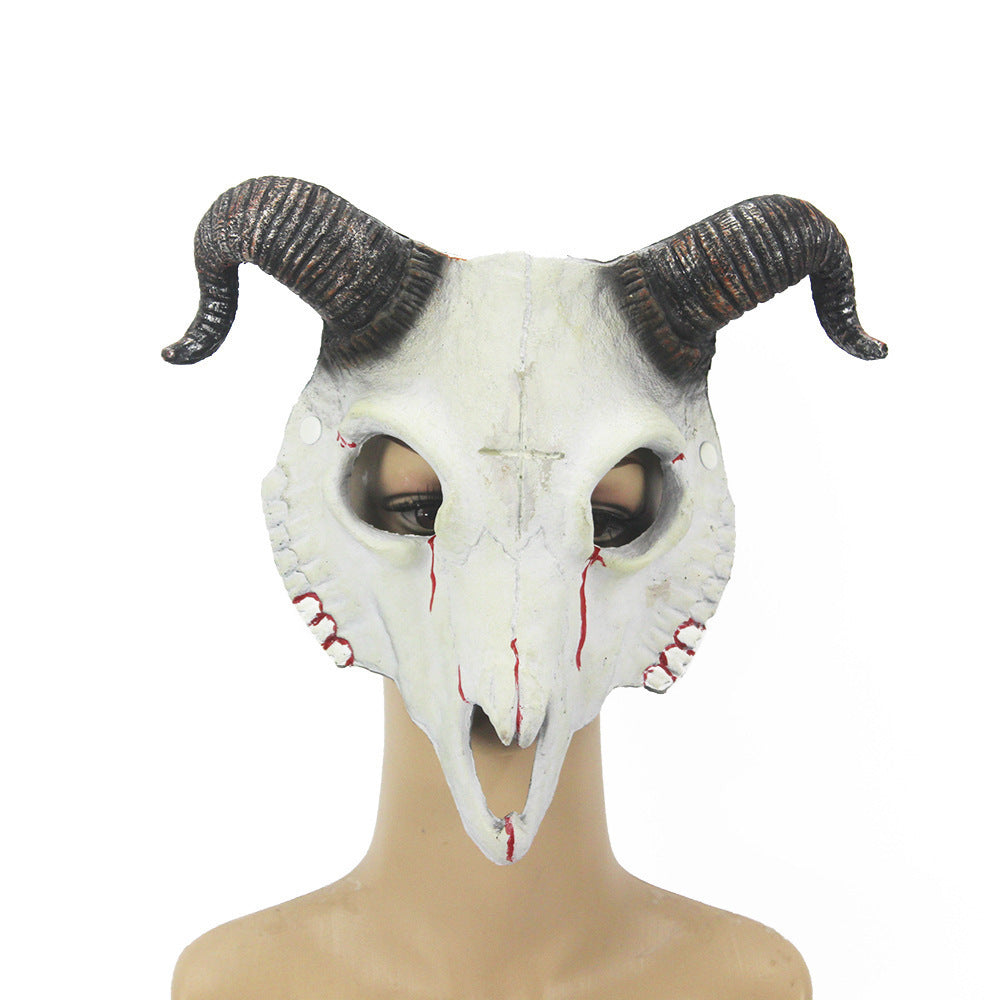 Goat Mask Halloween Party Pu Animals Mask Holidays DealSniper.net White With Blood