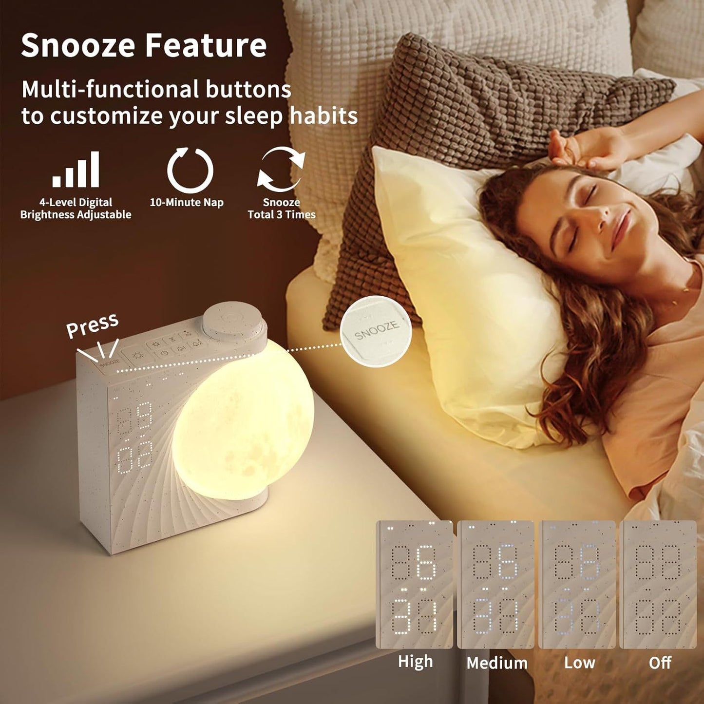 Colorful Atmosphere Moon Light Clock Wake Up Light Breathing Light Home Decor Gym From House