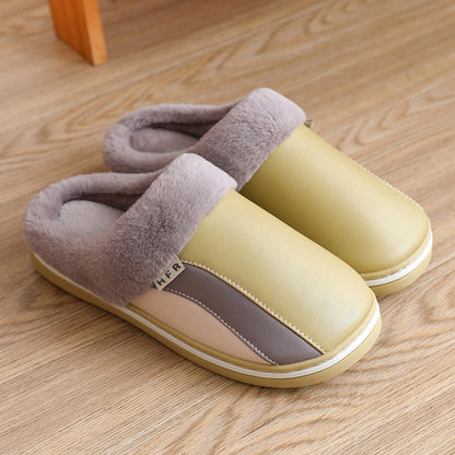 Waterproof Slippers Plush Winter Shoes Home Non-slip Bedroom Slippers Women Women DealSniper.net Green 36to37