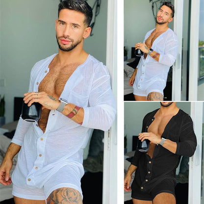 Pure Color Tight Jumpsuit New Homewear Men Gym From House