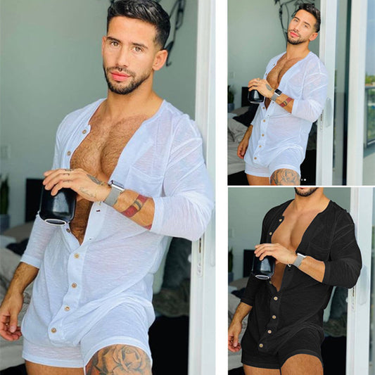 Pure Color Tight Jumpsuit New Homewear Men Gym From House