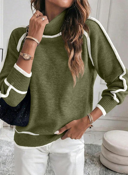 Autumn And Winter Solid Color Color Matching High-necked Women DealSniper.net Green L
