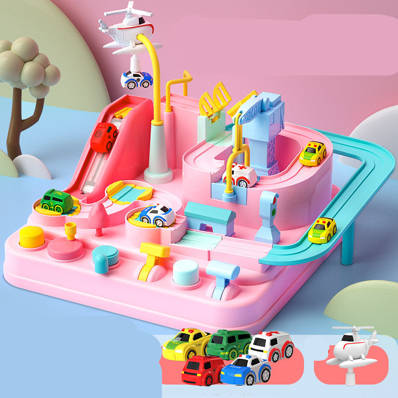 Cars Pass Through Big Adventure Parking Lot Rail Car Toy Car Track Kids Toy Kids DealSniper.net Pink 5trolley