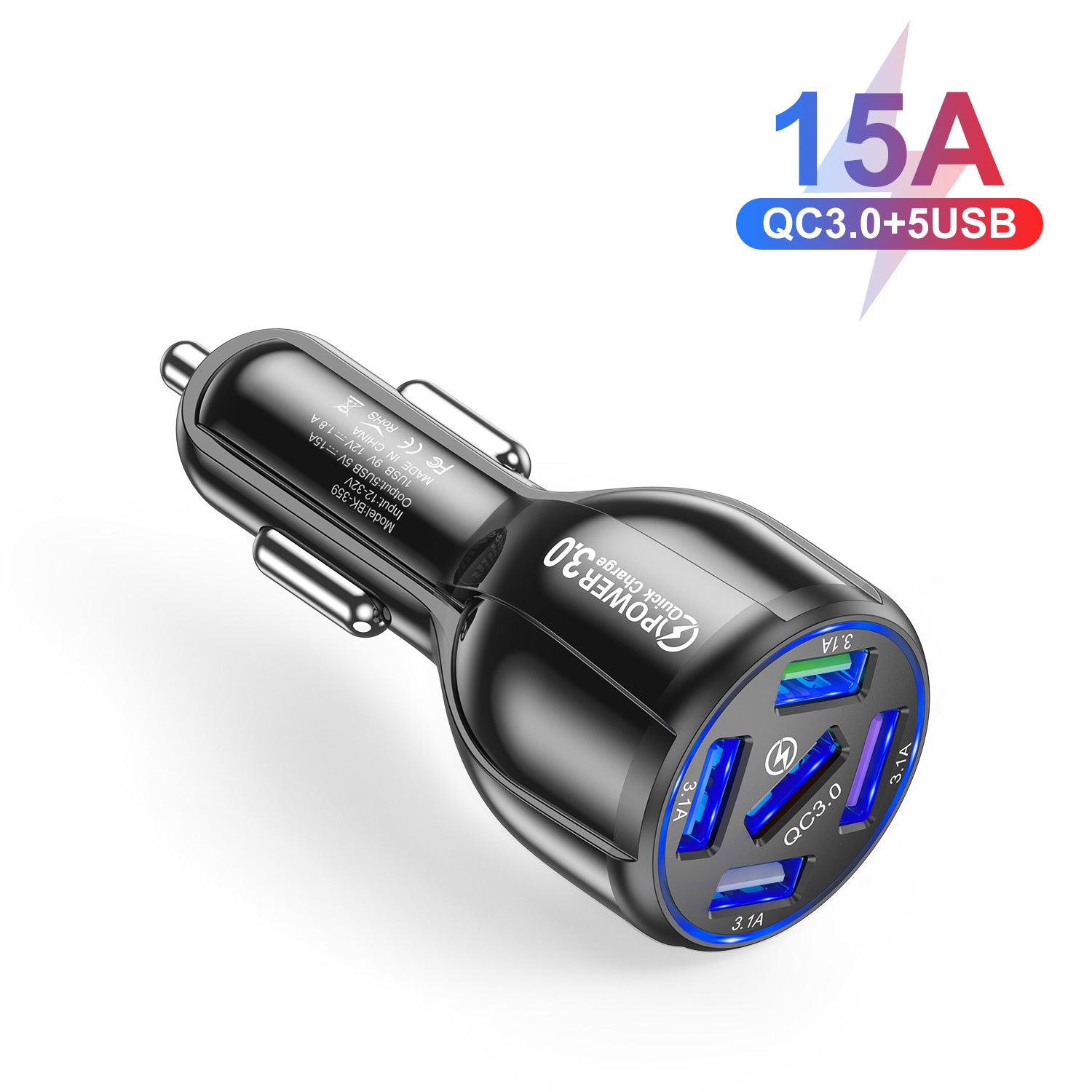 5-port 15A QC3.0 5USB Car Charger Fast Charge Car Charger Electronics DealSniper.net