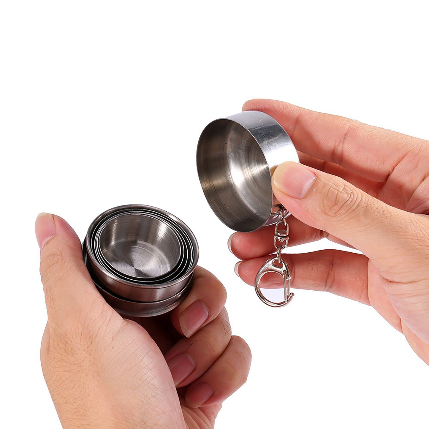 S Stainless Steel Travel Folding Cup Camp Keychain Kitchen dealsniper-net