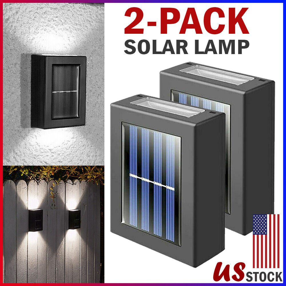 Outdoor Solar 2 LED Deck Lights Path Garden Patio Pathway Stairs Step Fence Lamp Home dealsniper-net