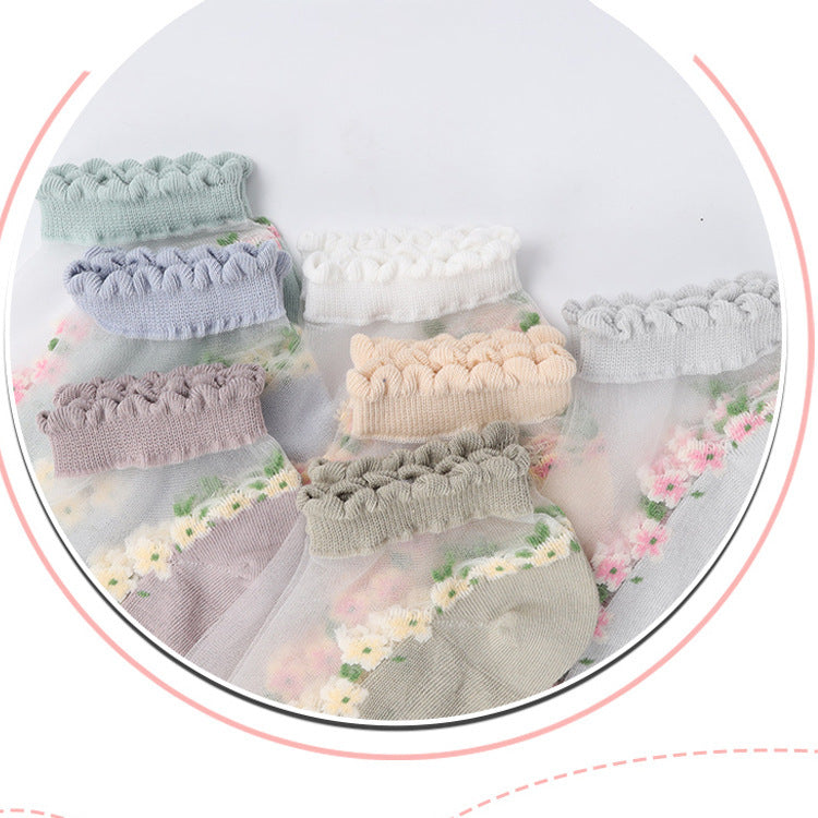 Women's Thin Spun Glass Lace Crystal Boat Socks Women DealSniper.net