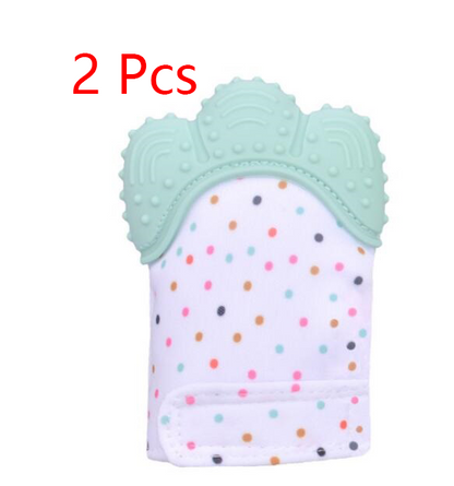 Baby teether baby anti-bite silicone molar gloves children's sound toys Kids DealSniper.net Light green 1pair